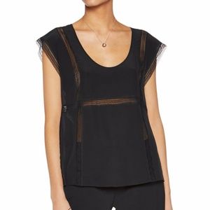 Theory Ralballa Lace-Paneled Silk‎ Top